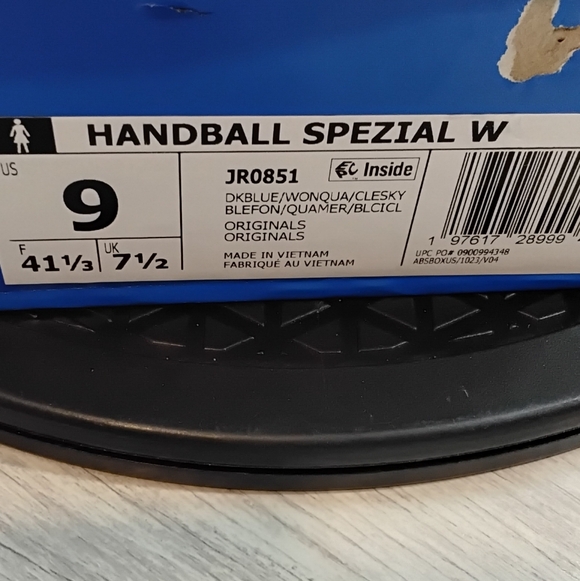 NEW Adidas Womens Handball Spezial Navy Blue Pink Stripes Baby Blue Shoes SZ 9 - Picture 14 of 14
